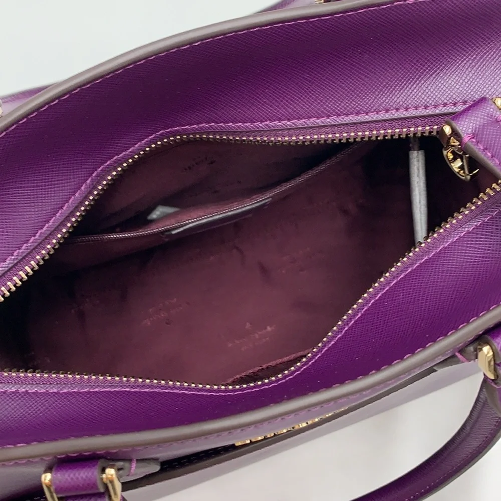 Kate Spade Madison Saffiano Leather Medium Satchel
COLOR:
Ripe Plum 
NWT_12